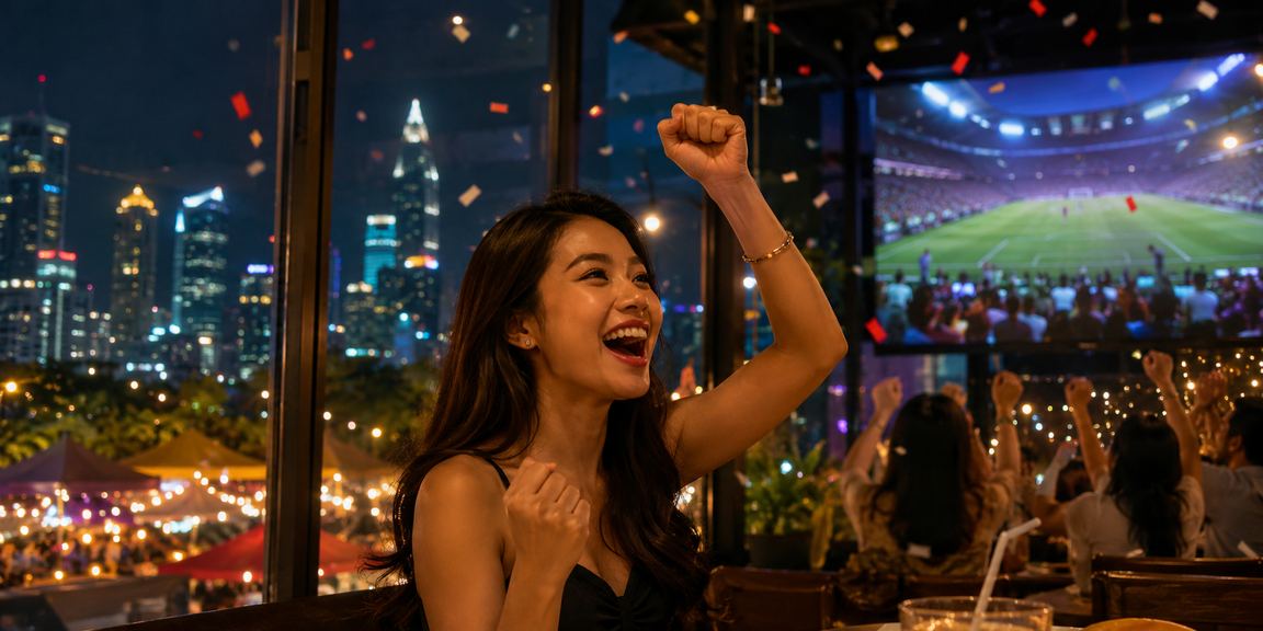 Suasana santai pengguna mempelajari panduan taruhan casino lk21semi di warung kopi